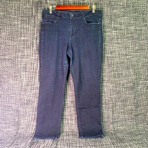 TALBOTS Curvy Slim Ankle Blue Denim Jeans Pants Size 12 Waist 31" FLAW #505